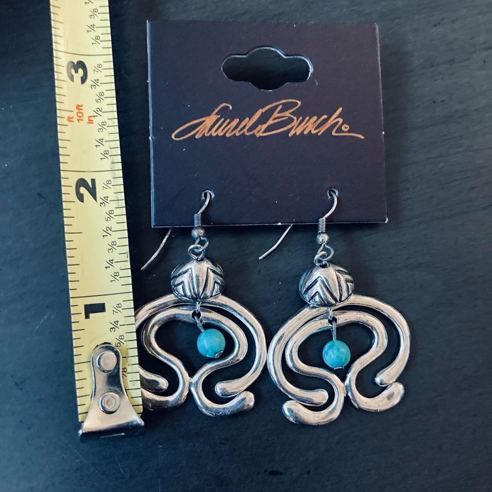 Laurel Burch Turquoise Silver Haight Statement Necklace Earrings Set - Picture 9 of 11